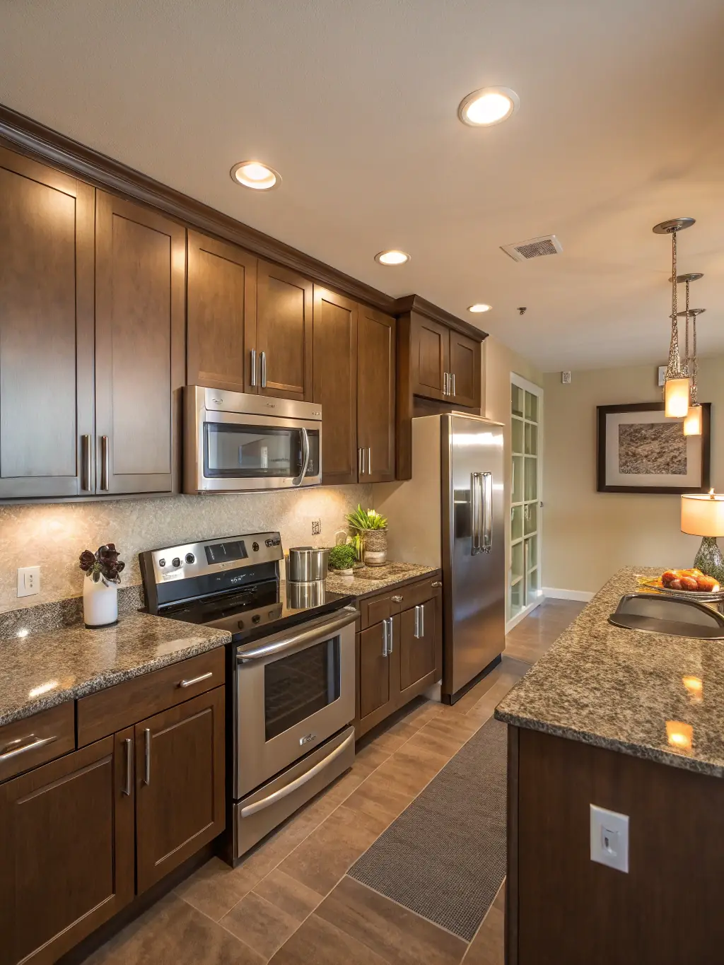 A photo showcasing a recently renovated apartment unit with modern finishes, clean lines, and updated appliances, highlighting the quality of Circle One's unit turnover services.