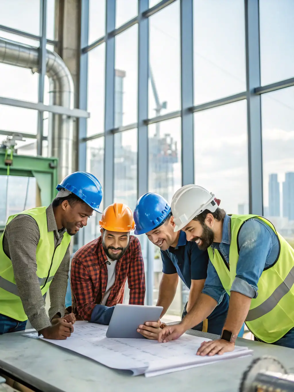 A photo of Circle One's construction team collaborating on a project, emphasizing their in-house expertise and commitment to quality workmanship.