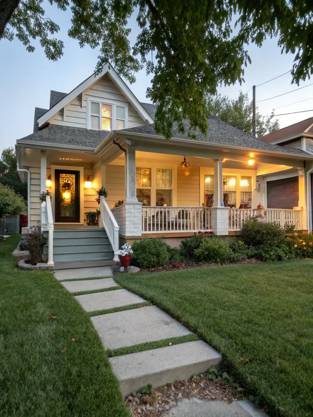 A professional photo showcasing a well-maintained rental property managed by Circle One Property Management, with a focus on curb appeal and landscaping.